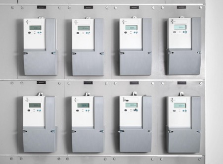 a range of 8 smart meters on a wall